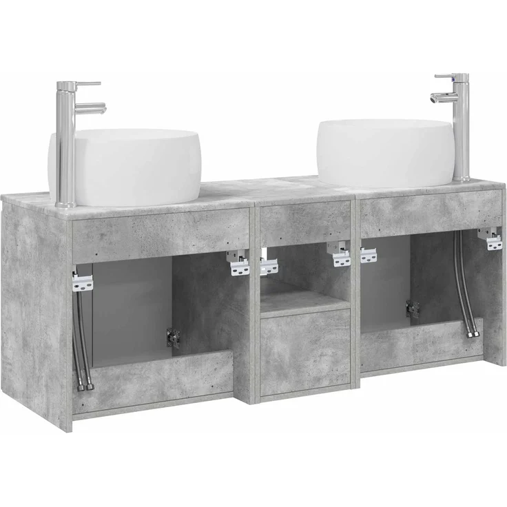vidaXL Badezimmerschrank-Set 3 stk. Betongrau 129 x 44,5 x 80 cm 3405720 – Bild 8