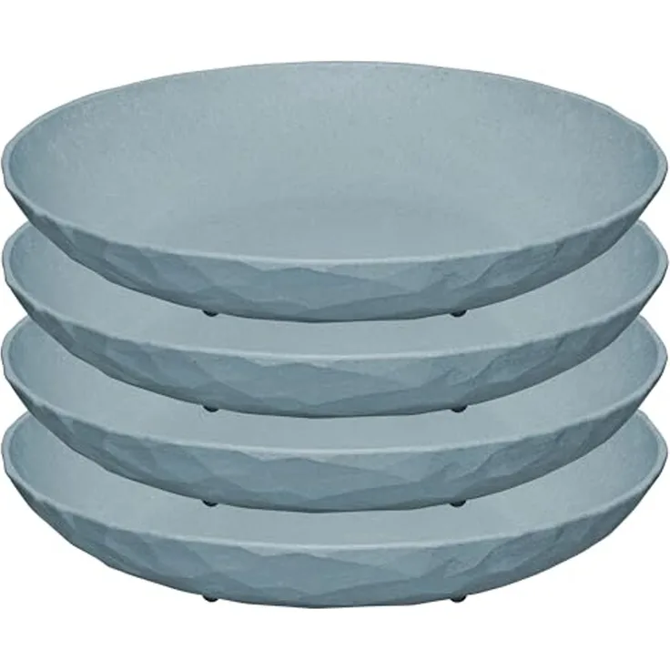 Koziol Tiefer Teller Club Plate 4er Set, Suppenteller, Biozirkulärer Kunststoff, Nature Flower Blue, 22 cm, 5006716