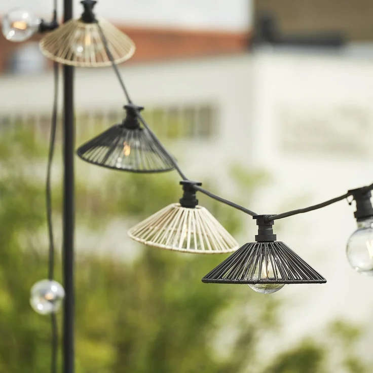 Outdoor Lampenschirm ,Vide' in Rattan-Optik, schwarz – Bild 3