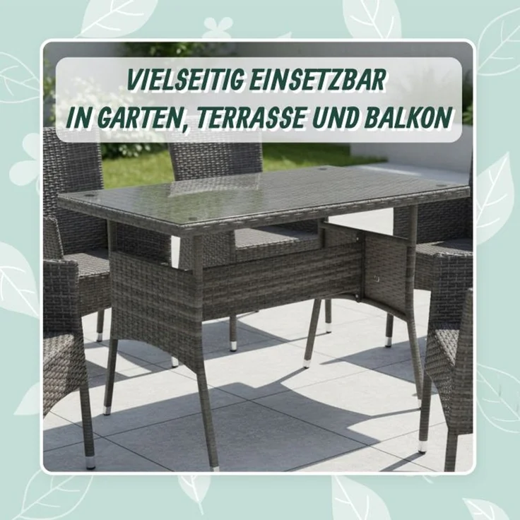 Gartentisch Rattanoptik mit Glasplatte 10053336_111 – Bild 2