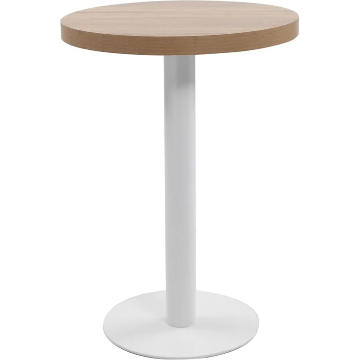 Bistrotisch FLORI rund Hellbraun/Weiß 60 cm MDF | Esstisch kleiner Tisch Cafe Gartentisch Balkontisch Outdoortisch – Bild 1