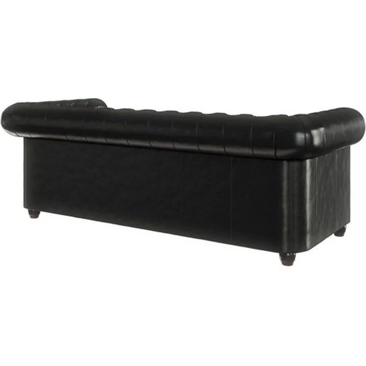 S-Style Möbel Chesterfield-Sofa Jeff, 3-Sitzer mit Schlaffunktion aus veganem Leder mit Holzfüßen, 3-Sitzer mit Schlaffunktion, mit Wellenfederung – Bild 4
