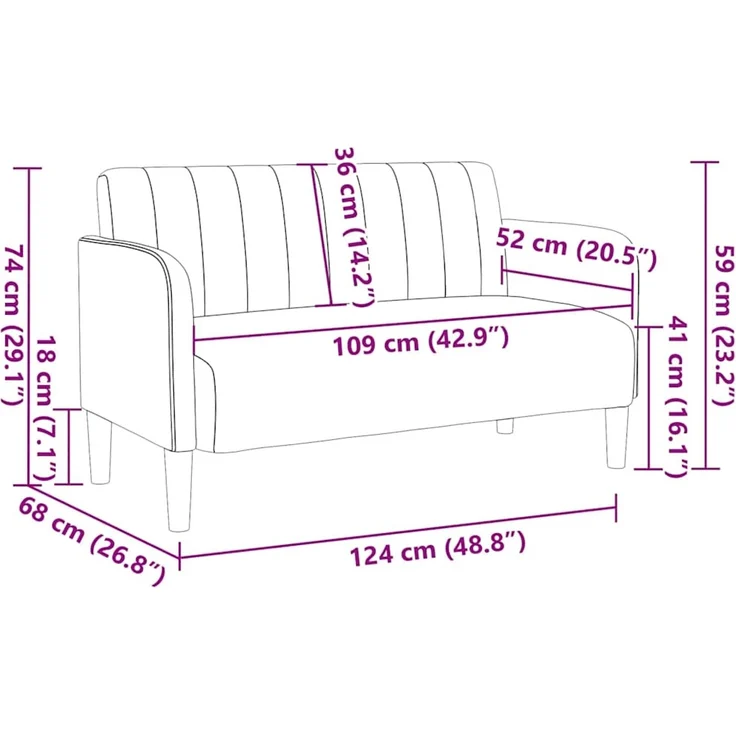 vidaXL Zweisitzer-Sofa Rosa 109 cm Samt 4100590 – Bild 8