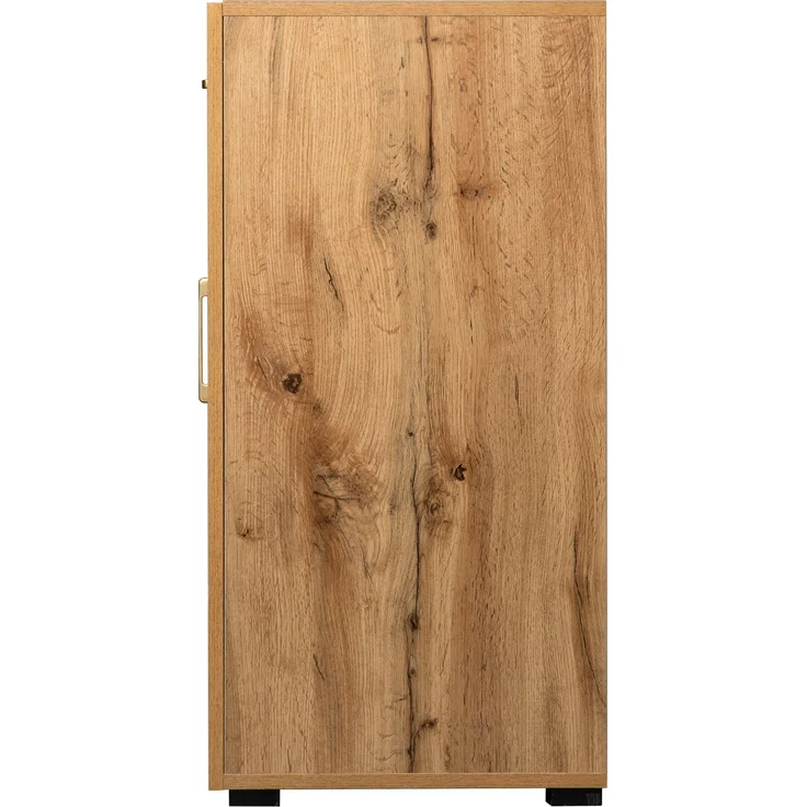 DESVIAE Sideboard mit 4 Türen und 2 Schubladen, 208x80x39,5 cm, Spanplatte und MDF, Weiß/Braun – Bild 9