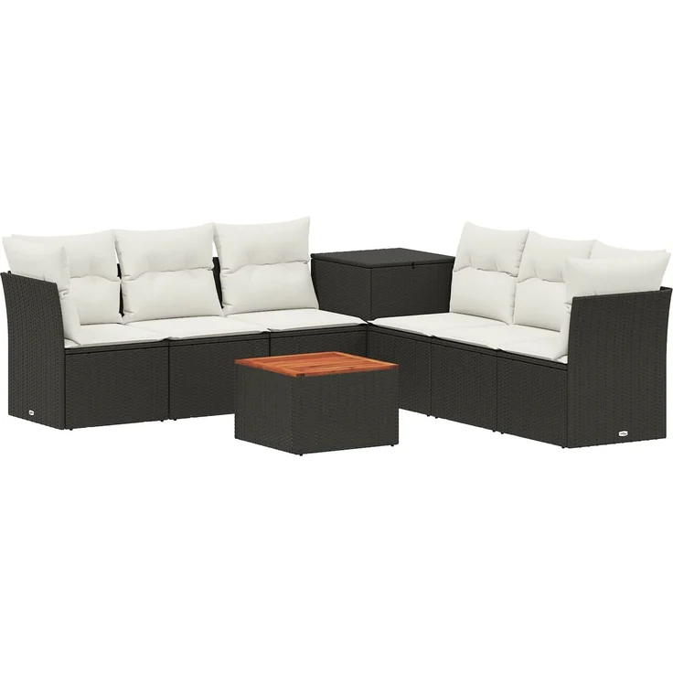 vidaXL Sofa Set 8 stk. Schwarz und Cremeweiß Polyrattan und Stahl 3448267 – Bild 2