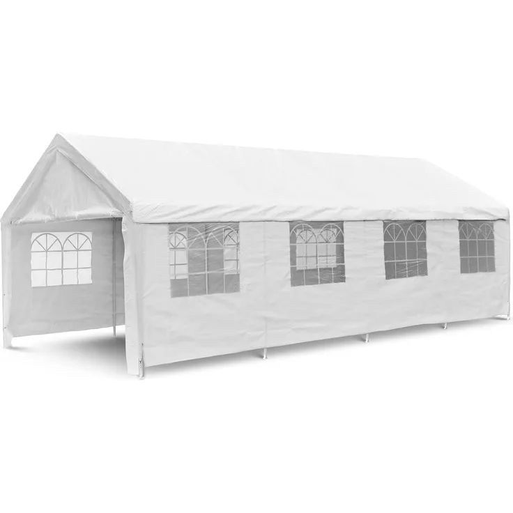Nexos Hochwertiges Festzelt Partyzelt Bierzelt Gartenzelt PE-Pavillon stabil wasserdicht 4x8 m weiß Polyethylen Gartenpavillon