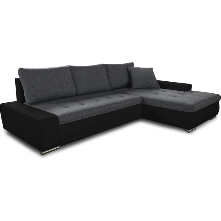 Ecksofa mit Schlaffunktion Faris - Couch mit Bettkasten, Big Sofa, Sofagarnitur, Couchgarniitur, Polsterecke (Schwarz + Dunkelgrau (Madryt 1100 + Inari 94), Ecksofa Rechts) – Bild 2