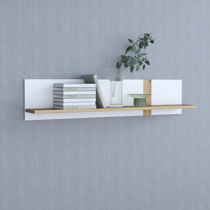 FORTE Tuluza Wandpaneel, Holzwerkstoff, Weiß/Braun, 140 x 29,6 x 21,9 cm