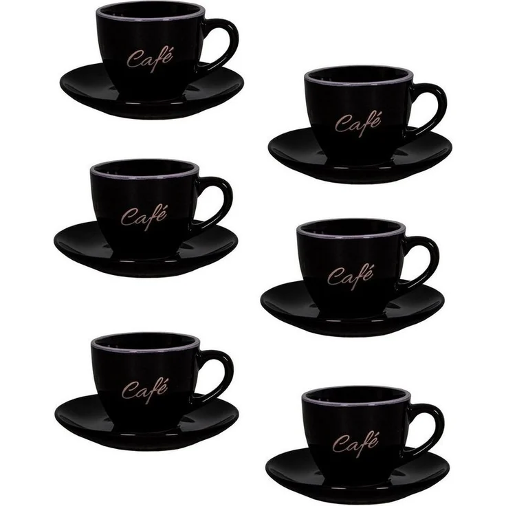 6er Set schwarz Espressotassen mit Unterteller Mokkatassen Antic Line SEB17184 – Bild 3