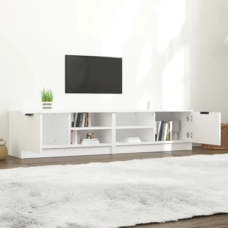 2 pcs TV-Schrank, Lowboard TV Weiß 80x35x36,5 cm Holzwerkstoff – Bild 3