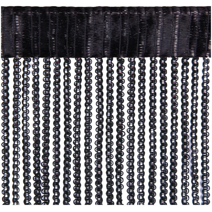 Arsvita Fadenvorhang Metallik-Optik mit Stangendurchzug, Türvorhang 140x250cm (Schwarz) – Bild 4