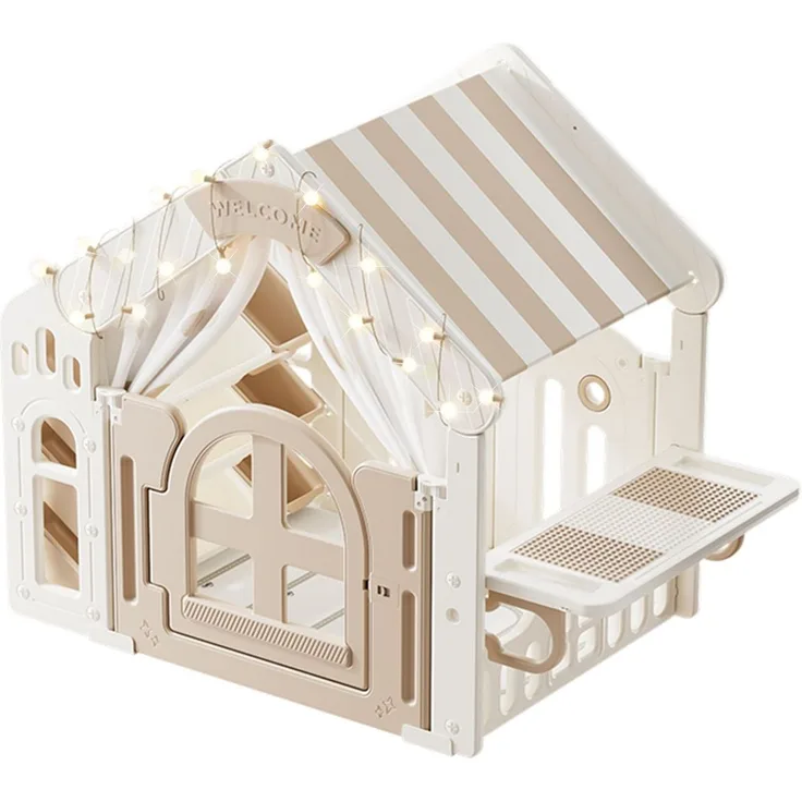 Moni Kinderspielhaus multifunktional Matte Aufbewahrungsboxen Tisch Lichter beige