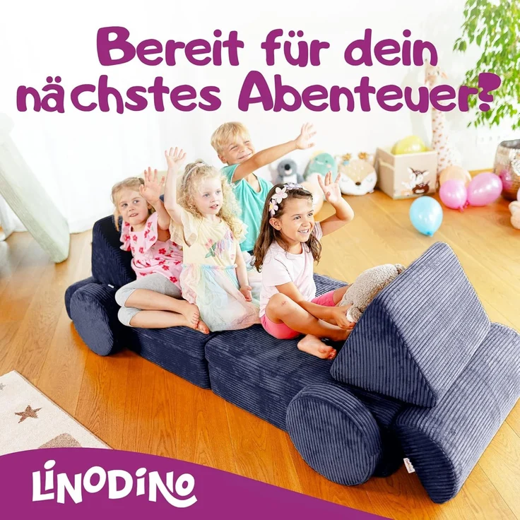 Linodino Kindersofa Spielsofa I Schaumstoff Stapelsteine für Kinder I Kindercouch, 3 Jahre Garantie – Bild 7