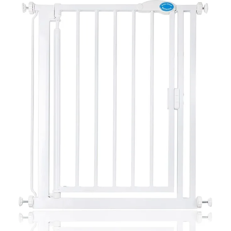 Bettacare Automatisch Schließendes Treppengitter, 68.5cm – 75cm, Weiß, schmal, druckfest, Sicherheitsgitter, Babygitter, Sicherheitsbarriere für Türen, Flure und Räume, einfache Installation