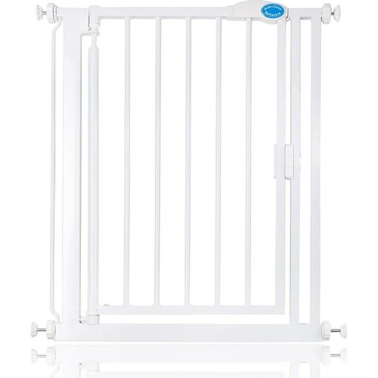Bettacare Automatisch Schließendes Treppengitter, 68.5cm – 75cm, Weiß, schmal, druckfest, Sicherheitsgitter, Babygitter, Sicherheitsbarriere für Türen, Flure und Räume, einfache Installation