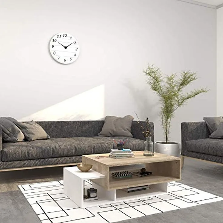 Homemania Tavolino Da Caffè Gemini, Holz, Weiß-Sonoma, 100 x 60 x 35 cm
