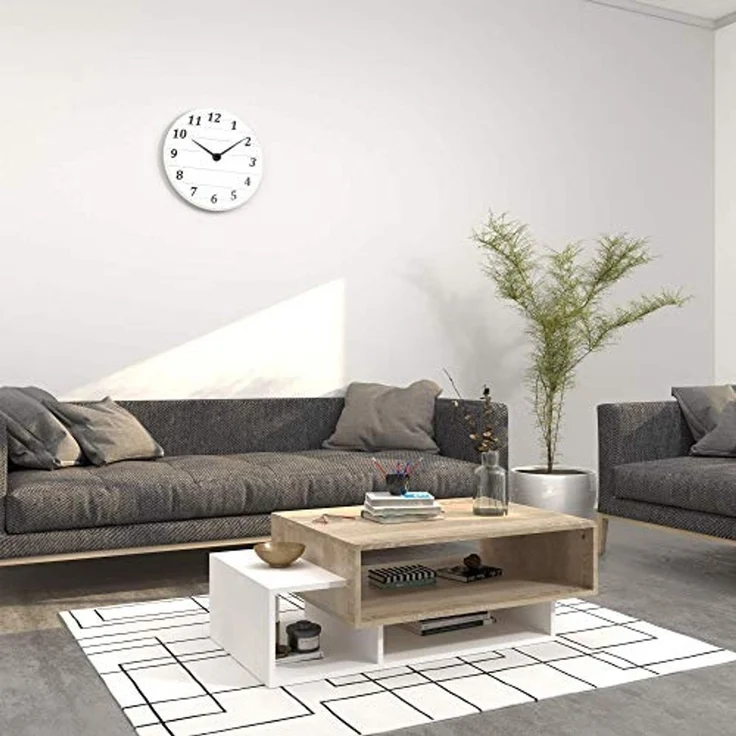 Homemania Tavolino Da Caffè Gemini, Holz, Weiß-Sonoma, 100 x 60 x 35 cm – Bild 1