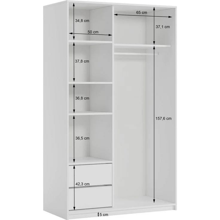 Masseno Schwebetürenschrank RIEN Kleiderschrank mit Spiegel und Schubladen Schlafzimmerschrank – Bild 3