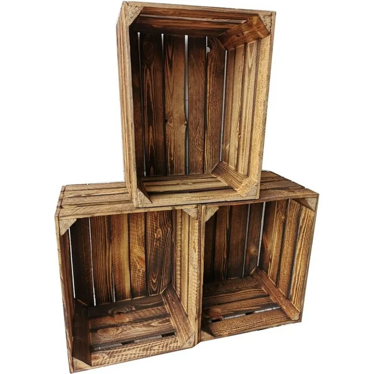 Holzkisten Obstkisten Vintage 50 x 40 x 30cm 3er Set