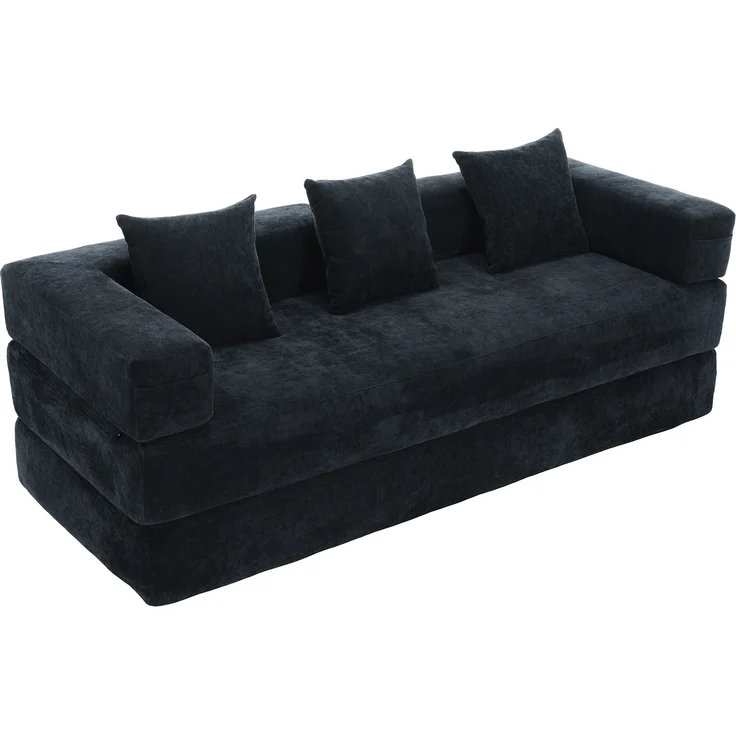 LVHOM Schlafsofa 3 sitzer, Klappsofa mit Schlaffunktion, Bodensofa, Schlafcouch aus Chenille-Stoff, frei Kombination, 198x79x60 cm – Bild 2