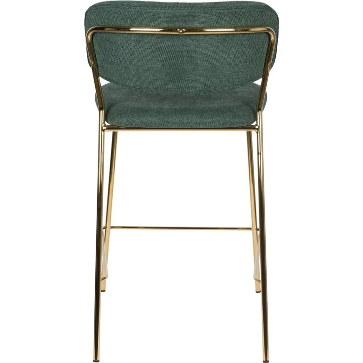 Barhocker Jolien im 2er-Set, Dunkelgrün mit goldenem Metallgestell, gepolstert, Stoffbezug, Sitzhöhe 65 cm – Bild 5