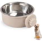 ABC Edelstahl Hängenapf für Hundekäfig, 13,5 cm, abnehmbar, für Hund, Katze, Kaninchen (Grau A)