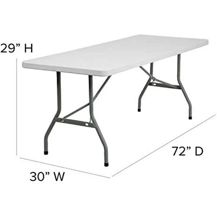 Flash Möbel 76,2 cm W x 182,9 cm L Granit weiß Kunststoff Klapptisch – Bild 3