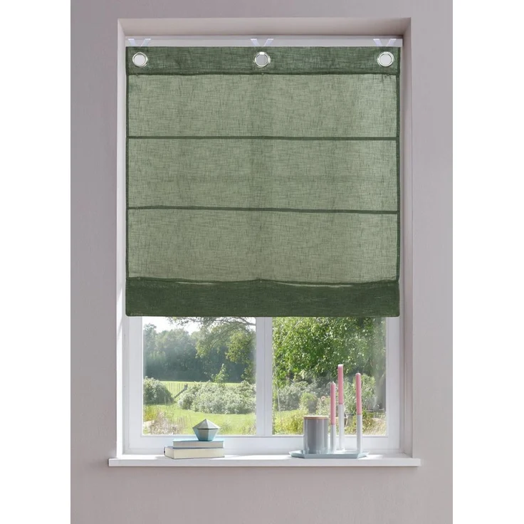OTTO home Raffrollo Fiete, mit Hakenaufhängung, Leinen Optik, halbtransparent, monochrom, basic – Bild 1