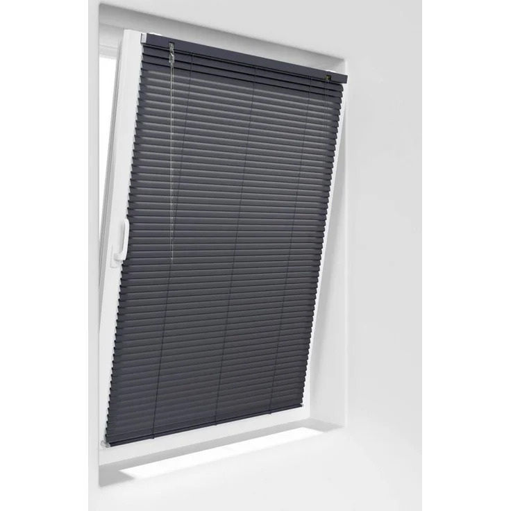 Victoria M. Jalousie LightLess Prime Aluminium-Jalousie 50x130 cm Schiefergrau matt, mit Bohren, ohne Bohren, geklemmt oder verschaubt, L Profil 25 mm Lamellen, feuchtigkeitsbeständig, verdunkelnd – Bild 4