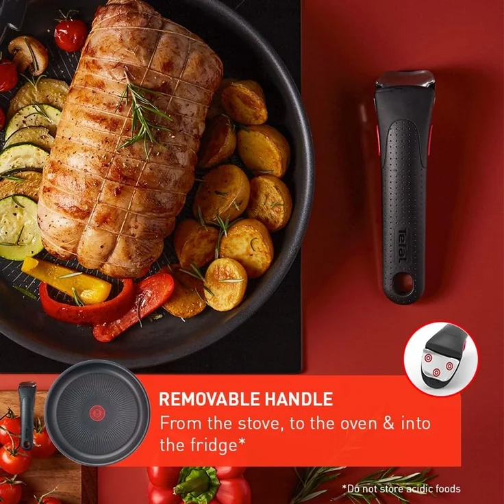 Tefal Pfannen-Set Ingenio Unlimited, Aluminium (Set, 3-tlg, Tefal Ingenio Unlimited Pfannenset, 2 teilig, Ø 24, 28 cm, 1 Griff), stapelbar, Antihaftversiegelung, Induktion, Made in France, kompakt – Bild 2