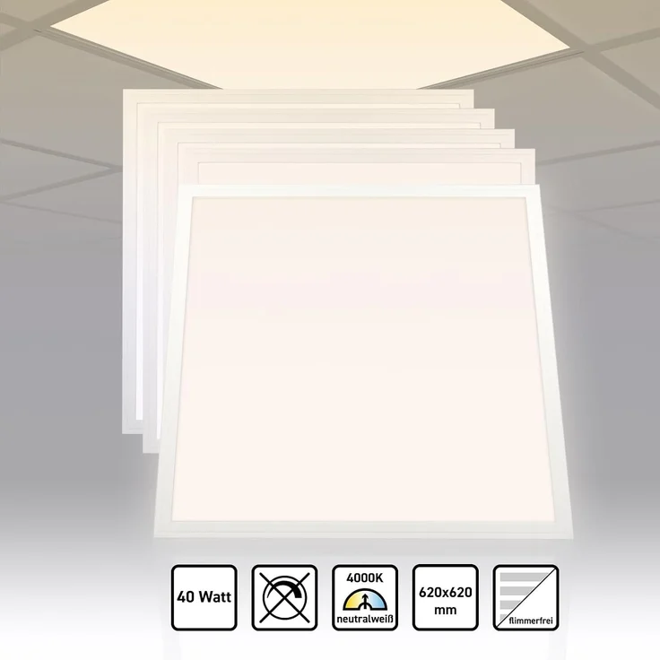 5x LED Panel 62x62 Neutralweiß 4000K 40W 3400lm Ple2.2 – Bild 2