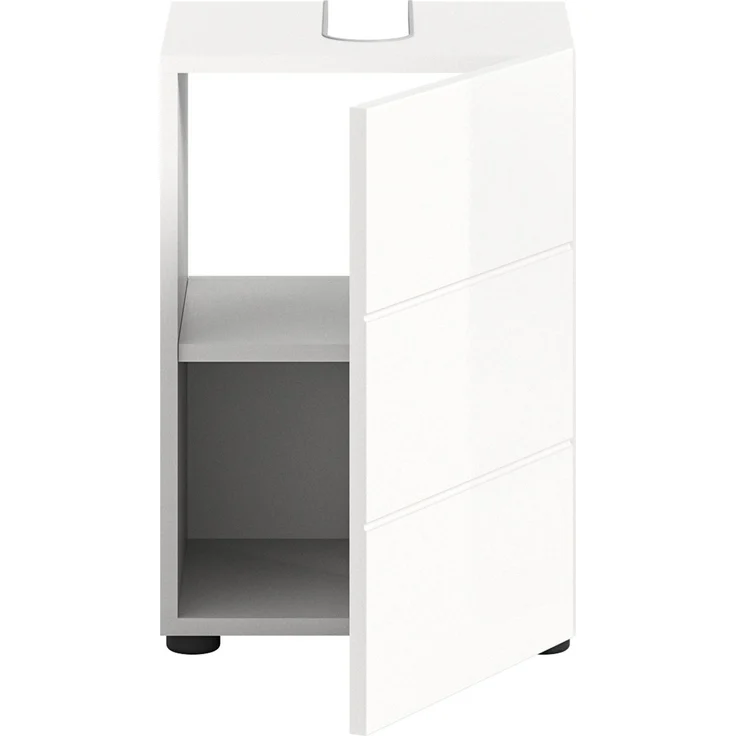Xonox. home 'Vira' Waschbeckenunterschrank mit Syphonausschnitt, MDF weiß, Hochglanz, 38 x 56 x 34 cm – Bild 3