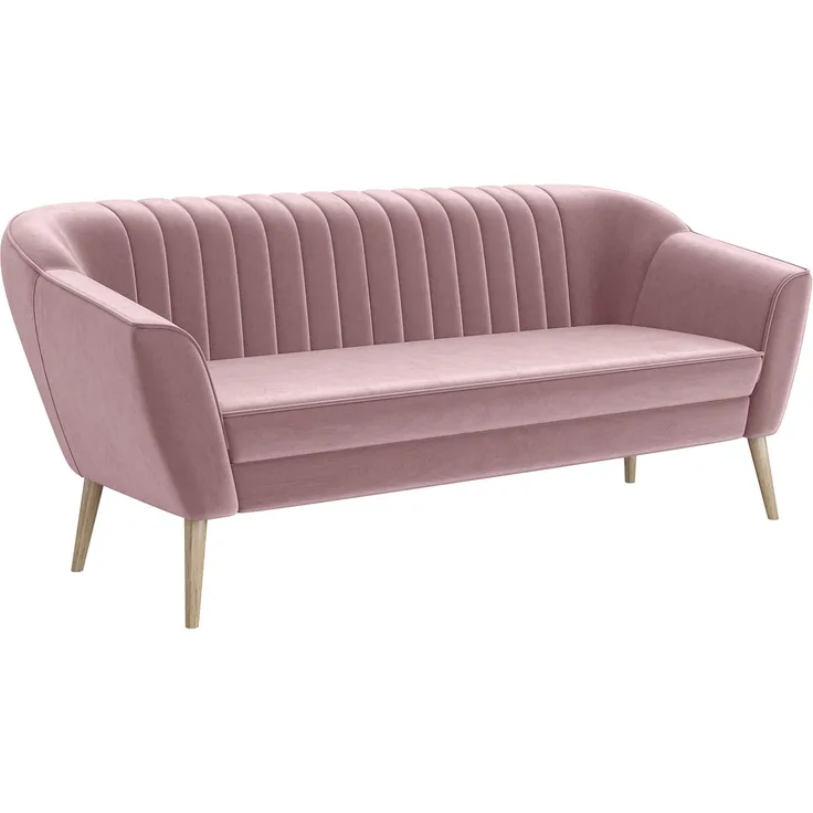 MEBLINI Mini Sofa 3-Sitzer für Wohnzimmer - Mini Lounge für drei Personen - Küchensofa - Sofa Klein - KAIA - 3 - Rosa Samt