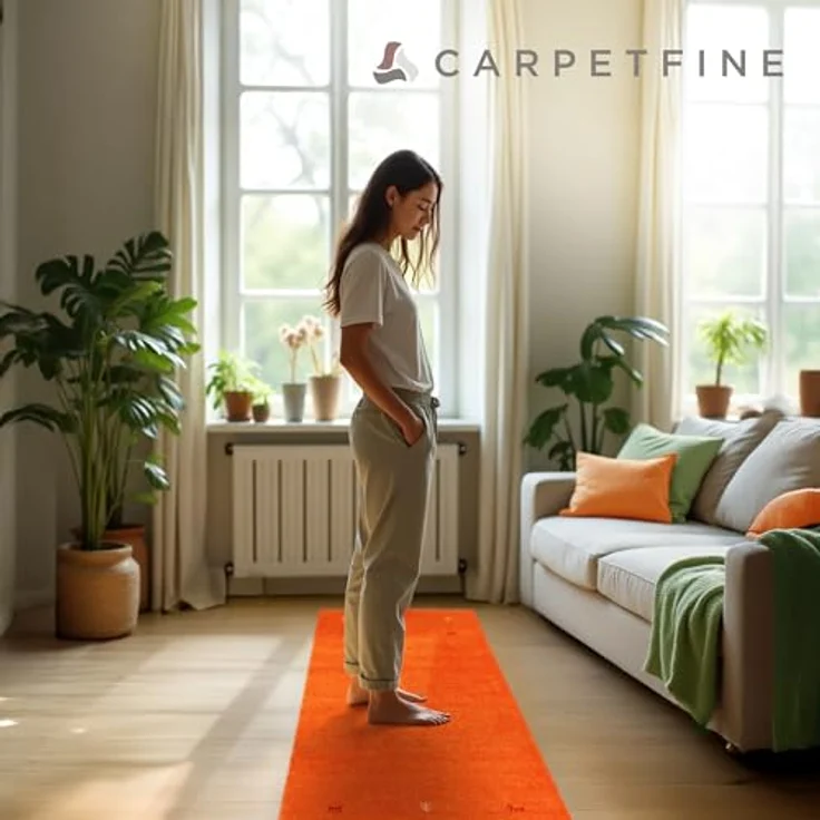carpetfine 'Gabbeh Uni' Wollteppich, reine Wolle, Orange, 60x180 cm – Bild 9