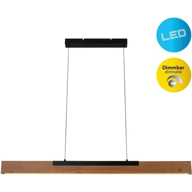 näve LED Pendelleuchte Wilma, Dimmfunktion, Memoryfunktion, LED wechselbar, Warmweiß, mit Holz, dimmbar per Wandschalter, Memoryfunktion, höhenverstellbar – Bild 4