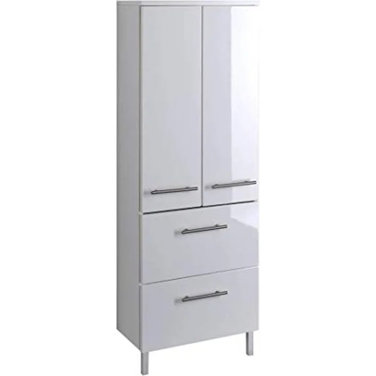 Midischrank UDINE-03, Hochglanz weiß, B x H x T ca.: 50 x 130 x 27cm