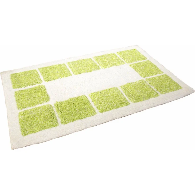 MESANA Badematte Karo Melange, Badvorleger, Badezimmer Teppich, Höhe 15 mm, rutschhemmend beschichtet, fußbodenheizungsgeeignet, Baumwolle, quadratisch, modernes Design, mit Bordüre, rechteckig & quadratisch erhältlich – Bild 2
