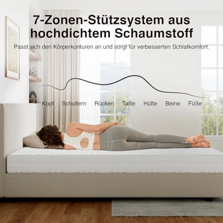 Novilla Matratze H3/H4 7-Zonen Kaltschaummatratze 120x200 | Verschiedene Größen & Höhen | Atmungsaktiver Bezug bei 60° Waschbar | Öko-Tex & CertiPUR-US Zertifiziert | Rollmatratze 18 cm – Bild 5