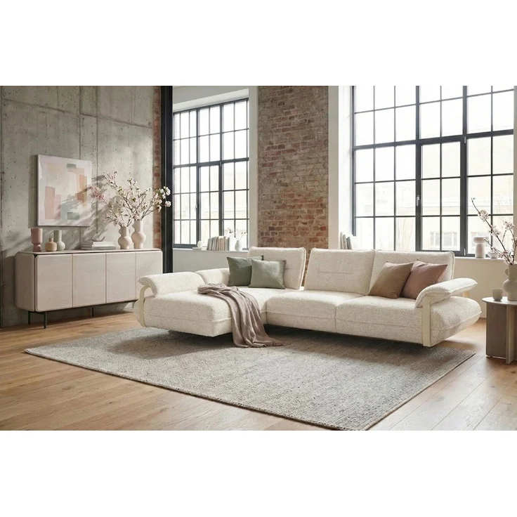 KAWOLA Ecksofa ANISSA Stoff cremeweiß manuelle Rückenverstellung Longchair links 84 x 185 x 297 cm – Bild 5