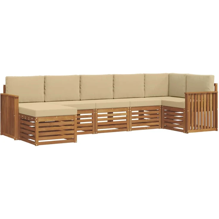 vidaXL Outdoor-Sofagarnitur 7 stk. 6-Sitzer Natur und Beige 3375168 – Bild 2