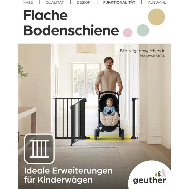 Geuther Türschutzgitter Easylock Flatstep 69-125 cm weiß, auch als Treppenschutzgitter verwendbar – Bild 5