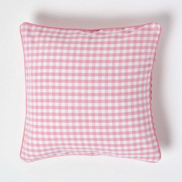 Homescapes Kissenhülle Gingham-Kissenbezug aus Baumwolle, 30 x 50 cm, rosa