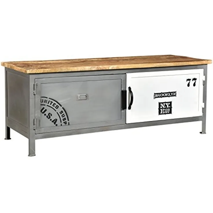 TV-Bank massivum Pinetown 110x42x40 cm Mangoholz Metall mehrfarbig Lowboard Industrial TV-Möbel Wohnzimmer Medienboard Loft-Style
