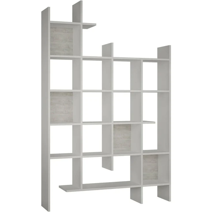 Dmora - Bücherregal Chertan, Büroregal, Mobiler Buchhalter, Bücherbrett, 122x26h188 cm, Weiß – Bild 4