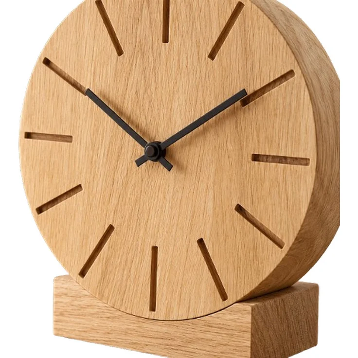Natuhr Wanduhr F5401 Boom Wand- und Tischuhr aus Massivholz Eiche – Eiche natur – 17 × 17 × 4 cm – Bild 3