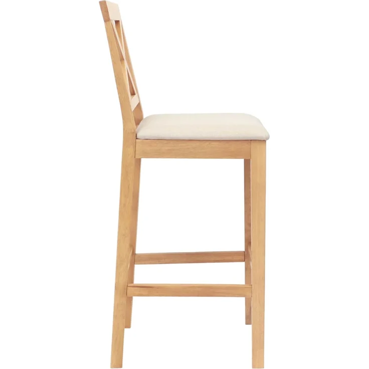 vidaXL Barhocker 2 Stück Natur und Beige Massivholz aus Gummibaum und Stoff 42047608 – Bild 3