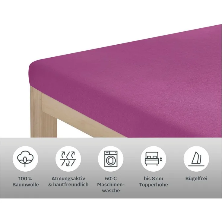 OTTO home Spannbettlaken Topper Basic, in Gr. 90x200, 140x200 oder 180x200 cm, Baumwoll-Jersey, Gummizug: rundum, (1 Stück), Baumwolle, Matratzen bis 8 cm Höhe, Bettlaken, Spannbetttuch, Laken