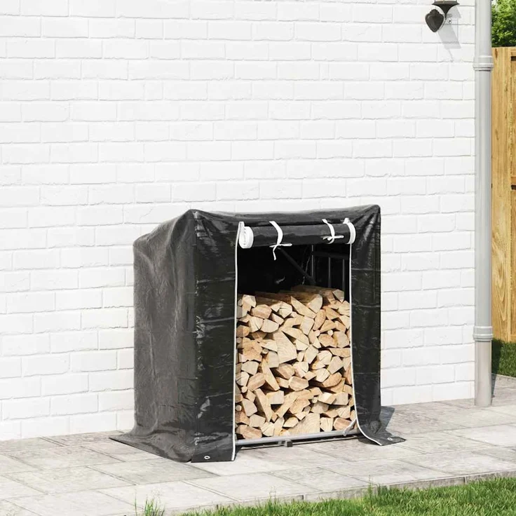 vidaXL Brennholzregal mit Regenschutz 101x61x110,5 cm Verzinkter Stahl 4104937 – Bild 3