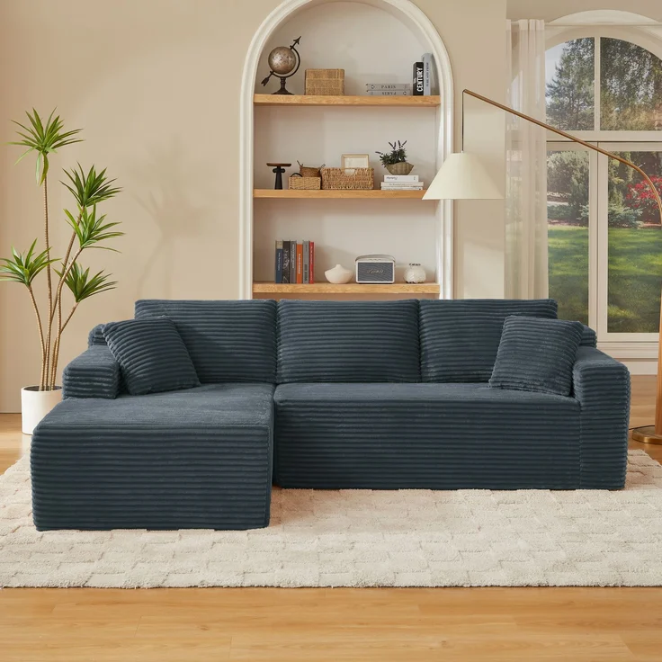 Ecksofa modular in Dunkelgrau, Memoryschaum, 4 Stellvarianten, waschbarer Bezug,65x252.5x163 cm – Bild 3