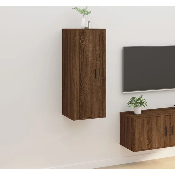 TV-Wandschrank, TV-Hängeboard Fernsehschrank Braun Eichen-Optik 40x34,5x100 cm – Bild 1